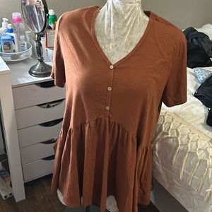Terra and sky burnt orange top